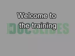 Welcome to the training