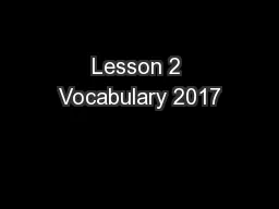 Lesson 2 Vocabulary 2017