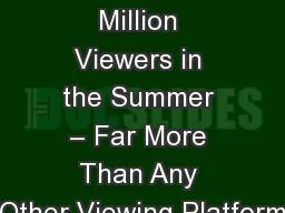 TV Delivers Over 280 Million Viewers in the Summer – Far More Than Any Other Viewing