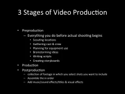 3 Stages of Video Production