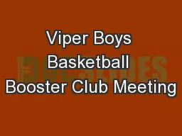 Viper Boys Basketball Booster Club Meeting