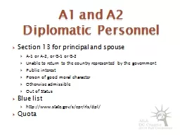 A1 and A2  Diplomatic  Personnel
