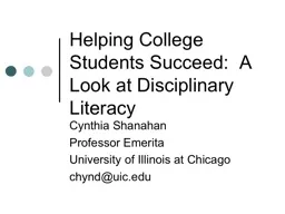 Helping College Students Succeed:  A Look at Disciplinary Literacy