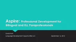 Aspire:  Professional Development for Bilingual and ELL Paraprofessionals