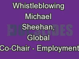Whistleblowing Michael Sheehan, Global Co-Chair - Employment