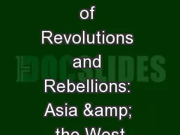 Unit 11 Age of Revolutions and Rebellions: Asia & the West