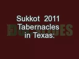 Sukkot  2011 Tabernacles in Texas: