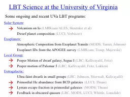 LBT Science at the University of Virginia