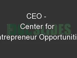 CEO -  Center for Entrepreneur Opportunities