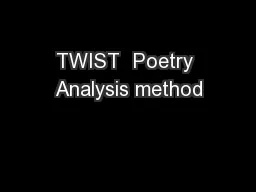 TWIST  Poetry Analysis method