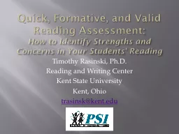 Quick, Formative, and Valid Reading Assessment