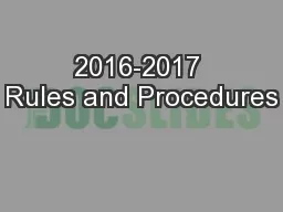 2016-2017 Rules and Procedures