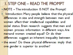 1. STEP ONE – READ THE PROMPT