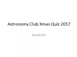 Astronomy Club Xmas Quiz 2017
