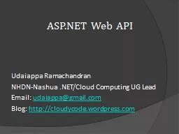 ASP.NET Web API Udaiappa Ramachandran