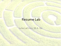 Resume Lab Julie  LaCroix