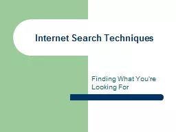 Internet Search Techniques