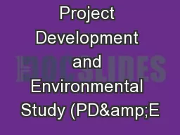Project Development and Environmental Study (PD&E