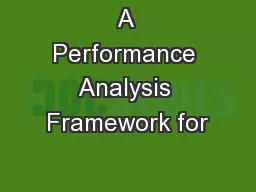 A Performance Analysis Framework for