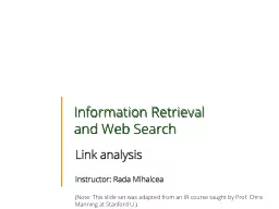 Information Retrieval  and Web Search