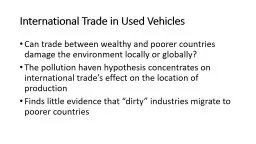 International Trade in Used Vehicles