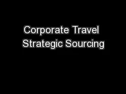 Corporate Travel Strategic Sourcing