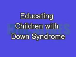 Educating Children with Down Syndrome