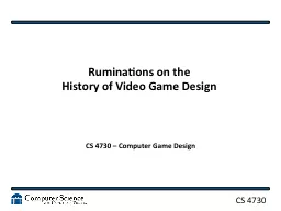 Ruminations on the  History of Video Game Design