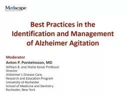 Best Practices in the Identification and Management of Alzheimer Agitation