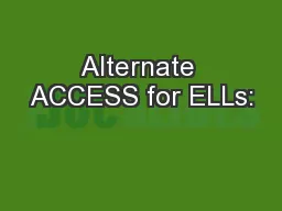 Alternate ACCESS for ELLs: