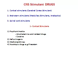 CNS Stimulant DRUGS   1. Cortical stimulants (Cerebral Cortex Stimulant)