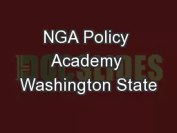 NGA Policy Academy Washington State