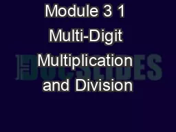 Module 3 1 Multi-Digit Multiplication and Division