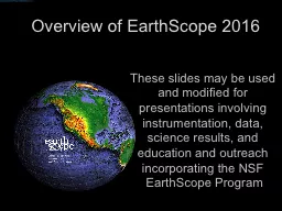 Overview of EarthScope 2016
