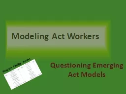 Modeling Act Workers 	 Questioning Emerging Act Models