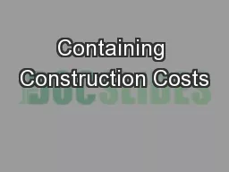 Containing Construction Costs