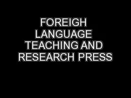FOREIGH LANGUAGE TEACHING AND RESEARCH PRESS