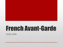 French  Avant-Garde 1918-1930