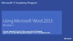 Using Microsoft Word 2013