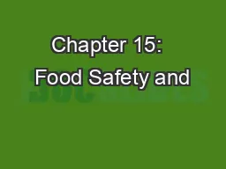 Chapter 15:  Food Safety and