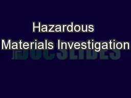 Hazardous Materials Investigation