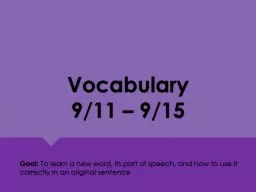 Vocabulary  9/11  –  9/15