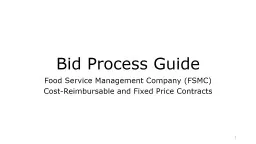 Bid Process Guide Food Service Management Company (FSMC)