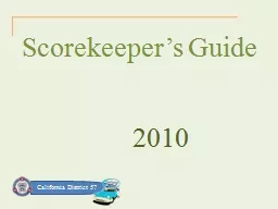 Scorekeeper’s Guide 2010