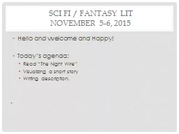 Sci  Fi / Fantasy Lit November 5-6, 2015