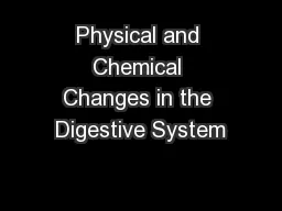 Physical and Chemical Changes in the Digestive System