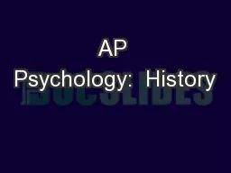 AP Psychology:  History