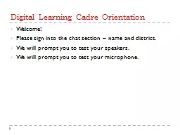 Digital Learning Cadre Orientation