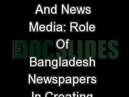 “Environmental Uncertainty And News Media: Role Of Bangladesh Newspapers In Creating