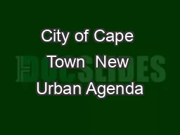 City of Cape Town  New Urban Agenda